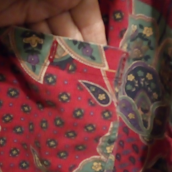 Chaps Ralph Lauren Red Floral Short Sleeve Shirt - Size L - Picture 3 of 6